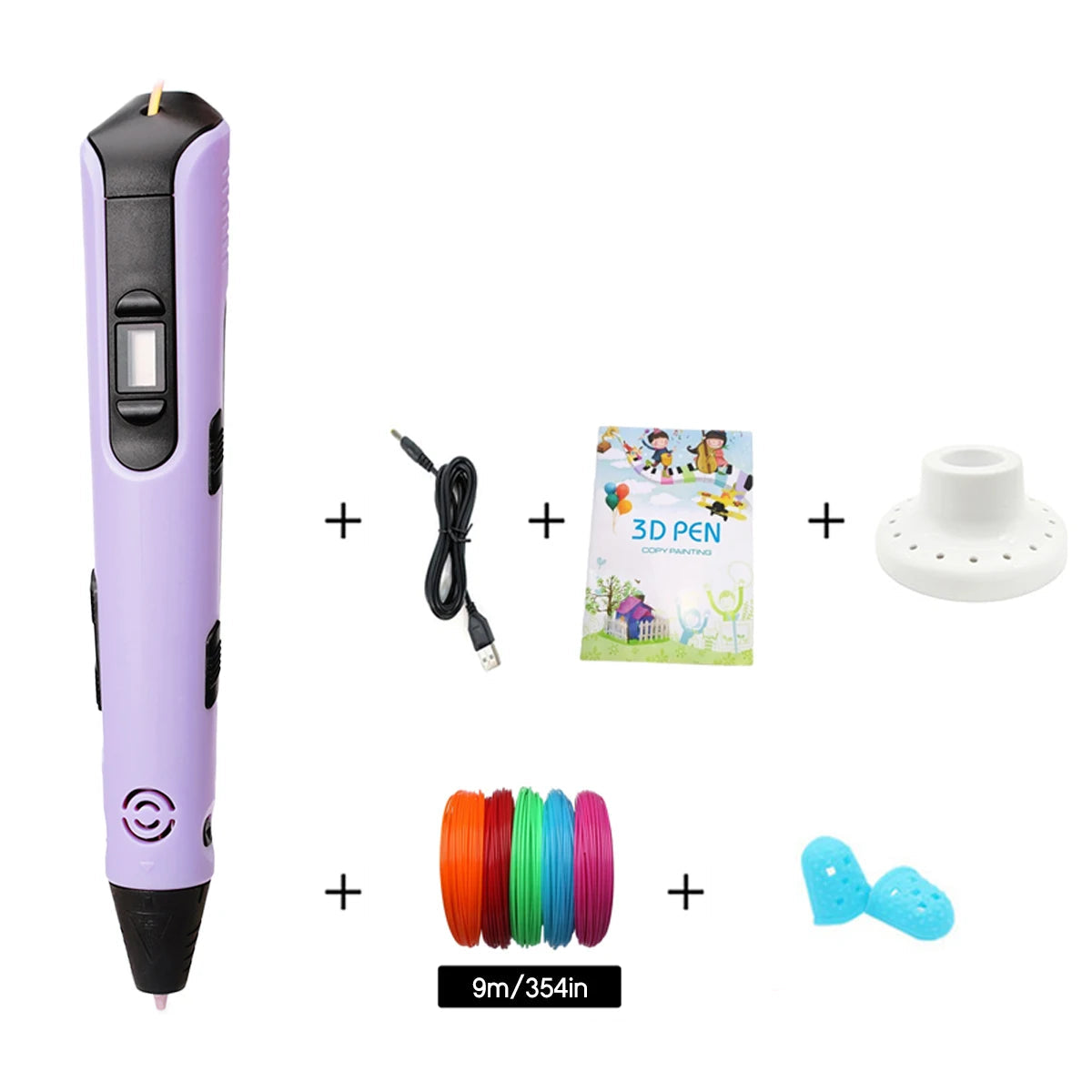 Stylo 3D enfant Créa-Start™ — Le premier stylo 3D, sans prise de tête, dès 5 ans, kit violet