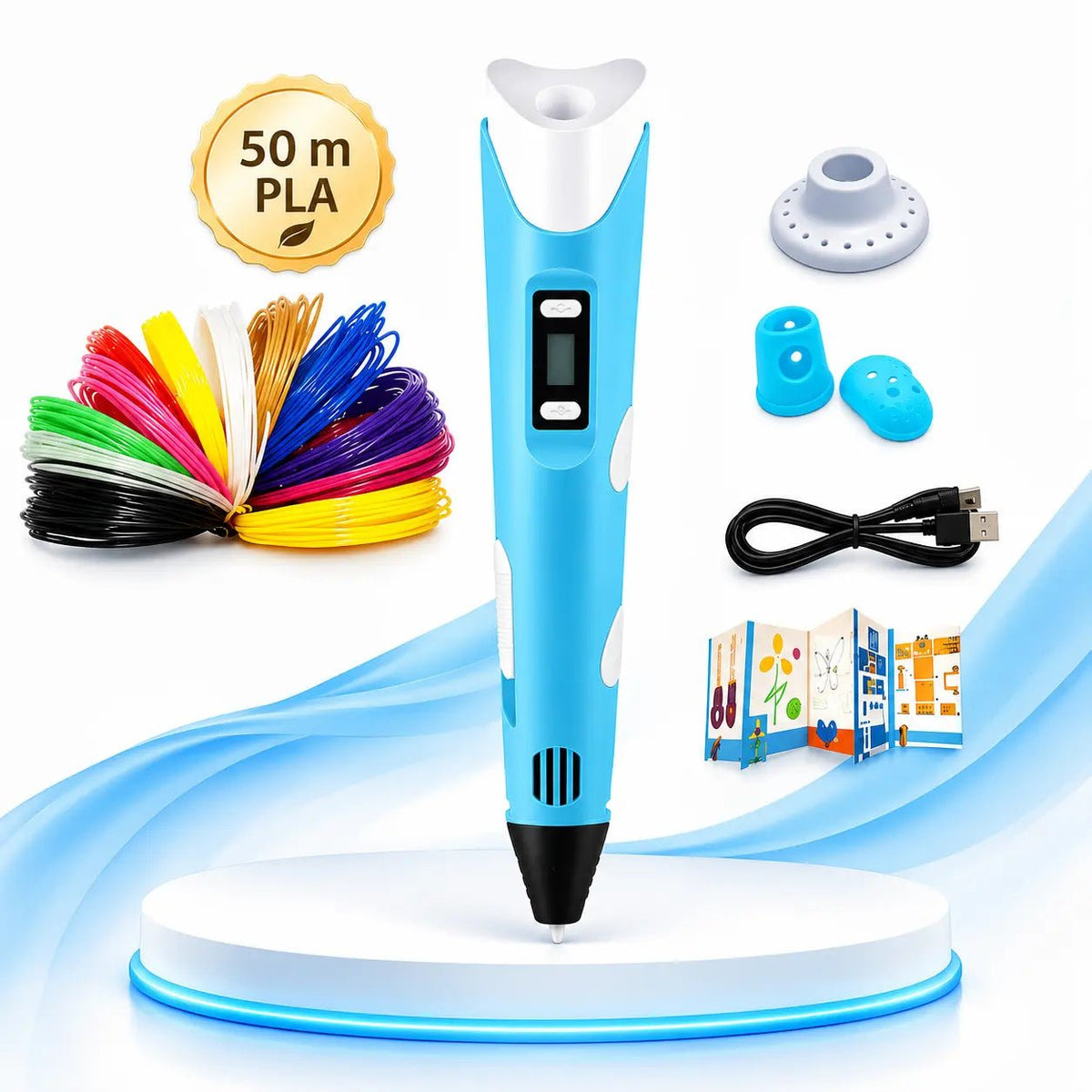 Pack stylo 3D enfant Bleu plus filament PLA 