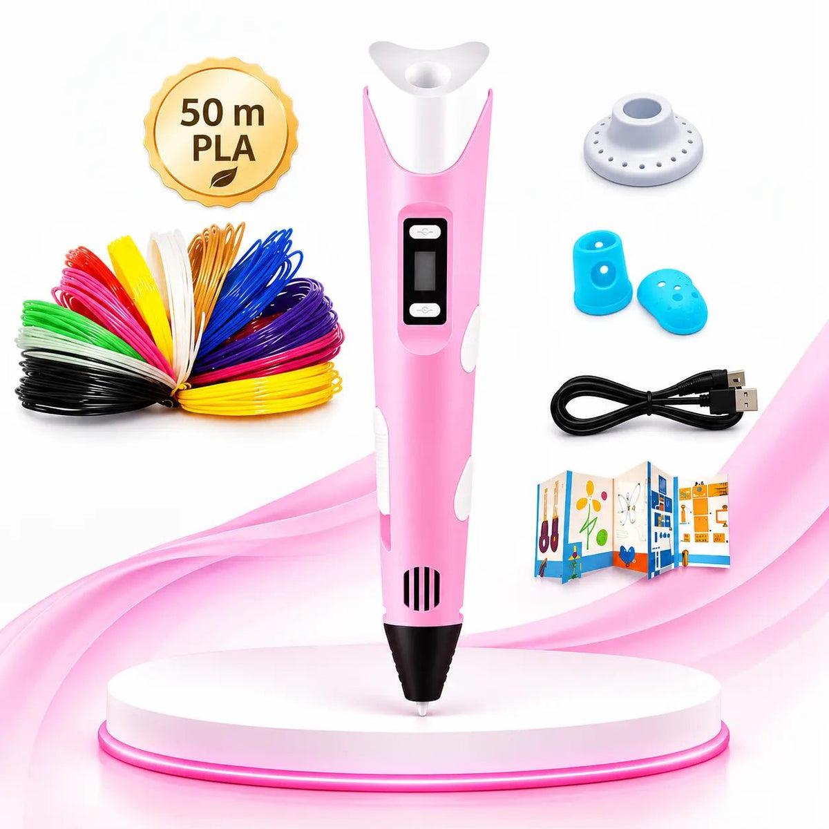 Pack stylo 3D enfant rose plus filament PLA 