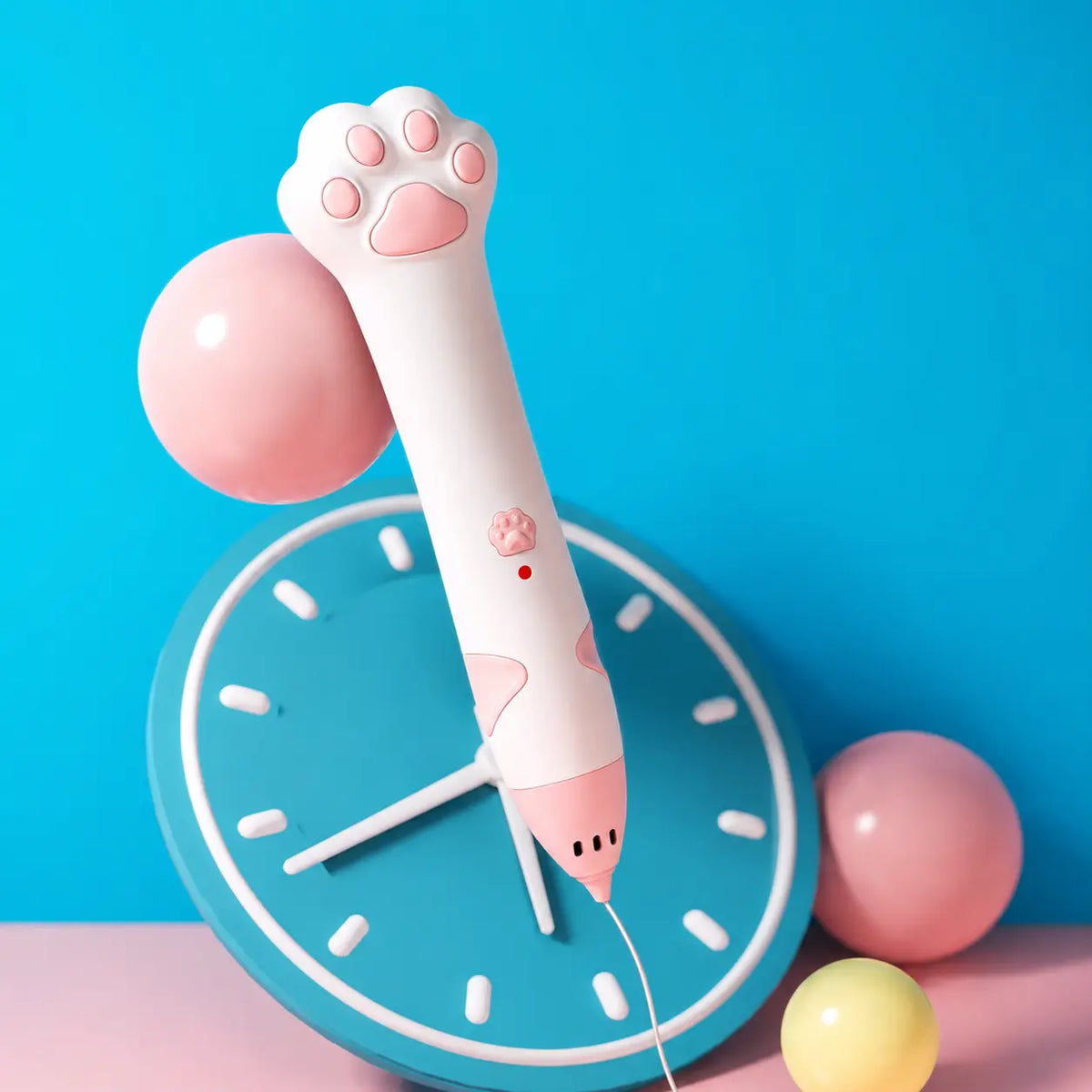 Stylo 3D enfant design chat — patte de chat PCL 40 degres, batterie 45min, des 6 ans