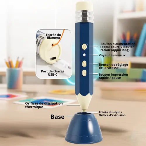 Stylo 3D enfant PCL apprentissage STEM — progresser du tracé guidé à la création libre dès 5 ans
