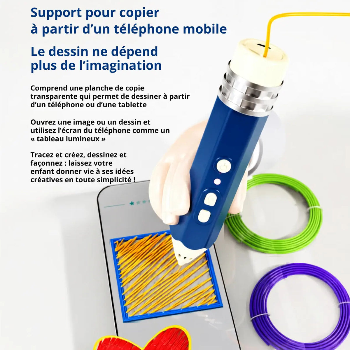 Stylo 3D enfant PCL apprentissage STEM — progresser du tracé guidé à la création libre dès 5 ans