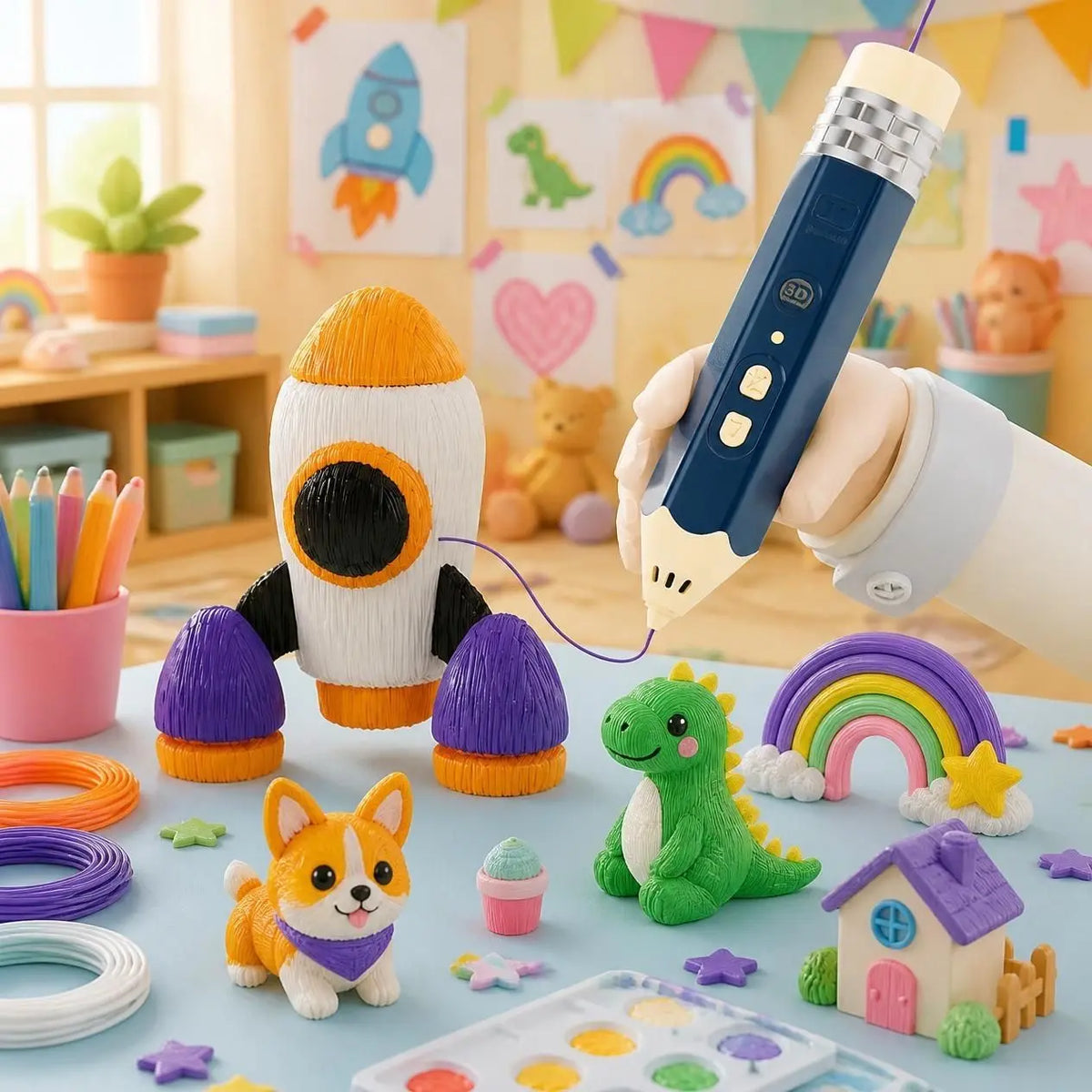 Stylo 3D enfant PCL apprentissage STEM — progresser du tracé guidé à la création libre dès 5 ans