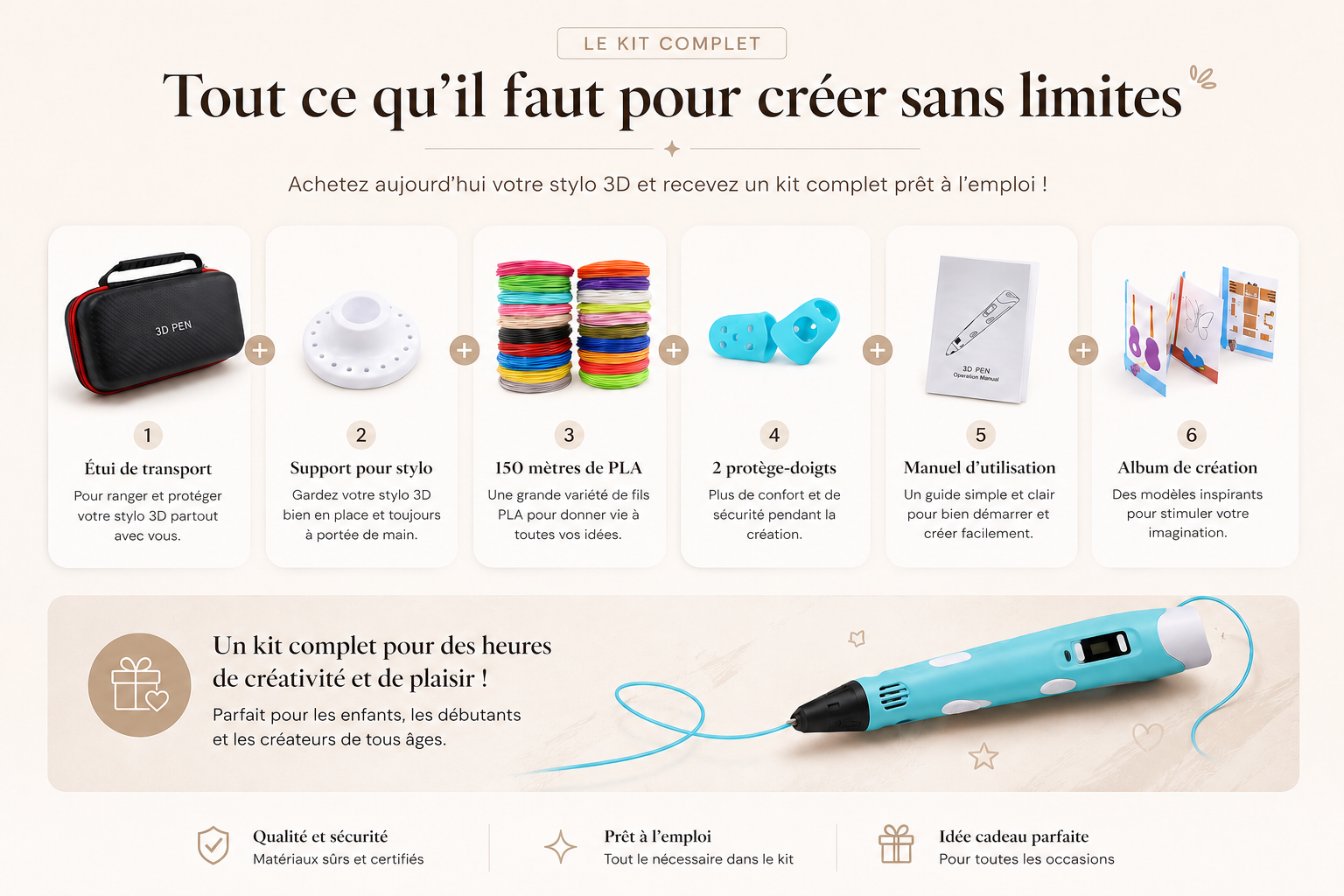 Stylo 3 D enfant kit de creation