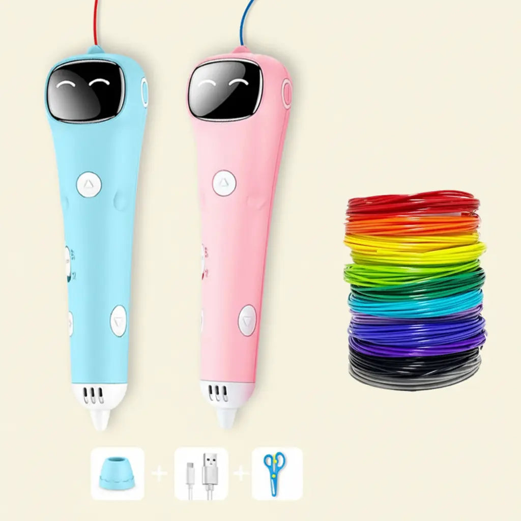 Stylo 3D enfant rose et bleu sans fil basse température