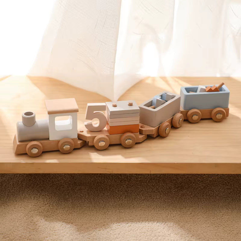 Train en bois d'anniversaire avec blocs numérotés Anniv'Loco - Petit Curio