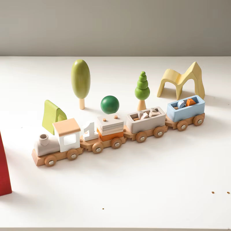 Train en bois d'anniversaire avec blocs numérotés Anniv'Loco - Petit Curio