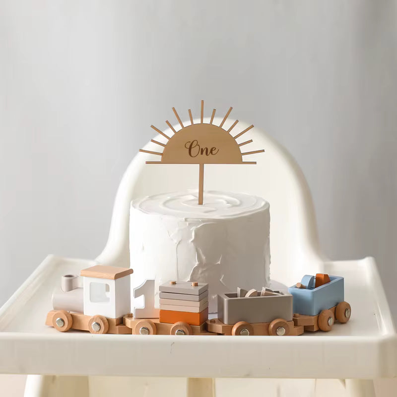 Train en bois d'anniversaire avec blocs numérotés Anniv'Loco - Petit Curio