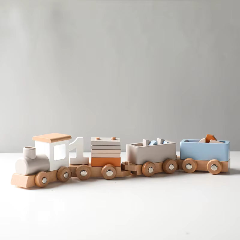 Train en bois d'anniversaire avec blocs numérotés Anniv'Loco - Petit Curio