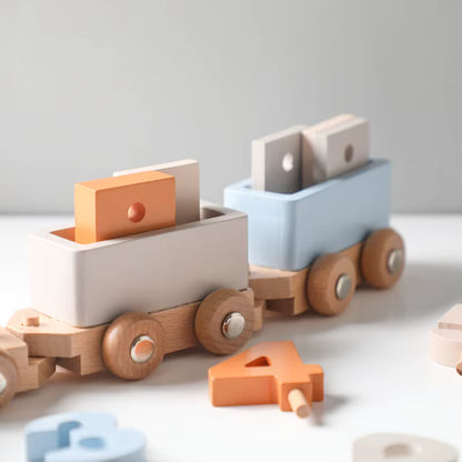 Train en bois d'anniversaire avec blocs numérotés Anniv'Loco - Petit Curio
