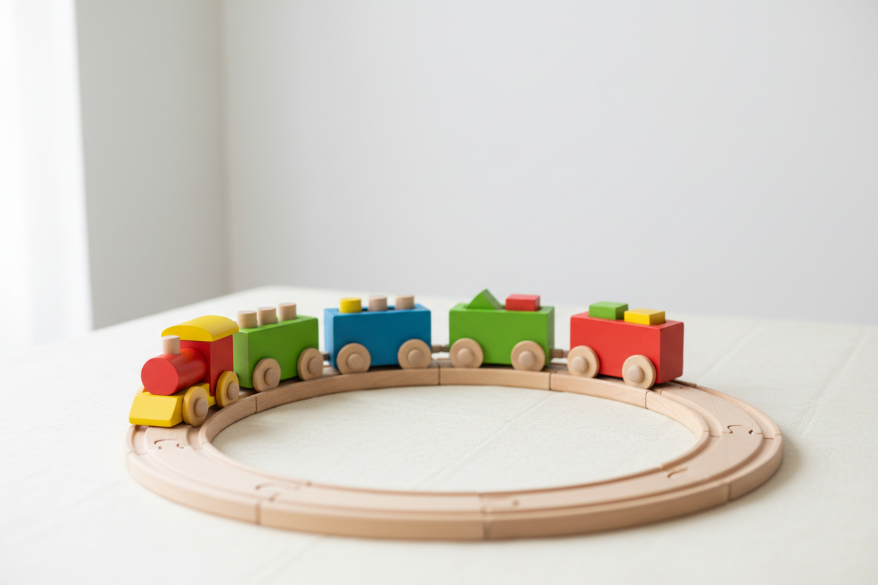 Train en bois coloré