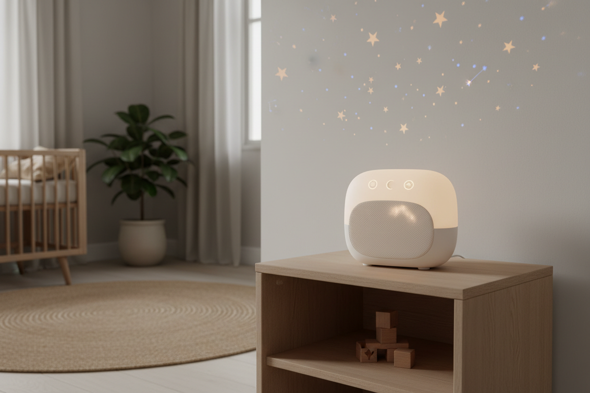 Veilleuse bruit blanc avec projection d'étoiles